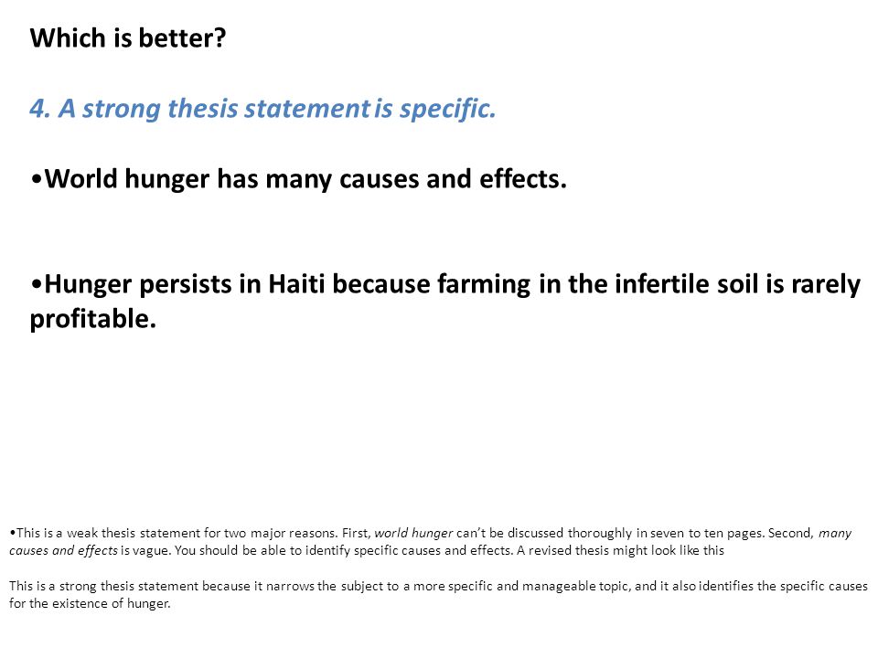 Thesis statement for world hunger